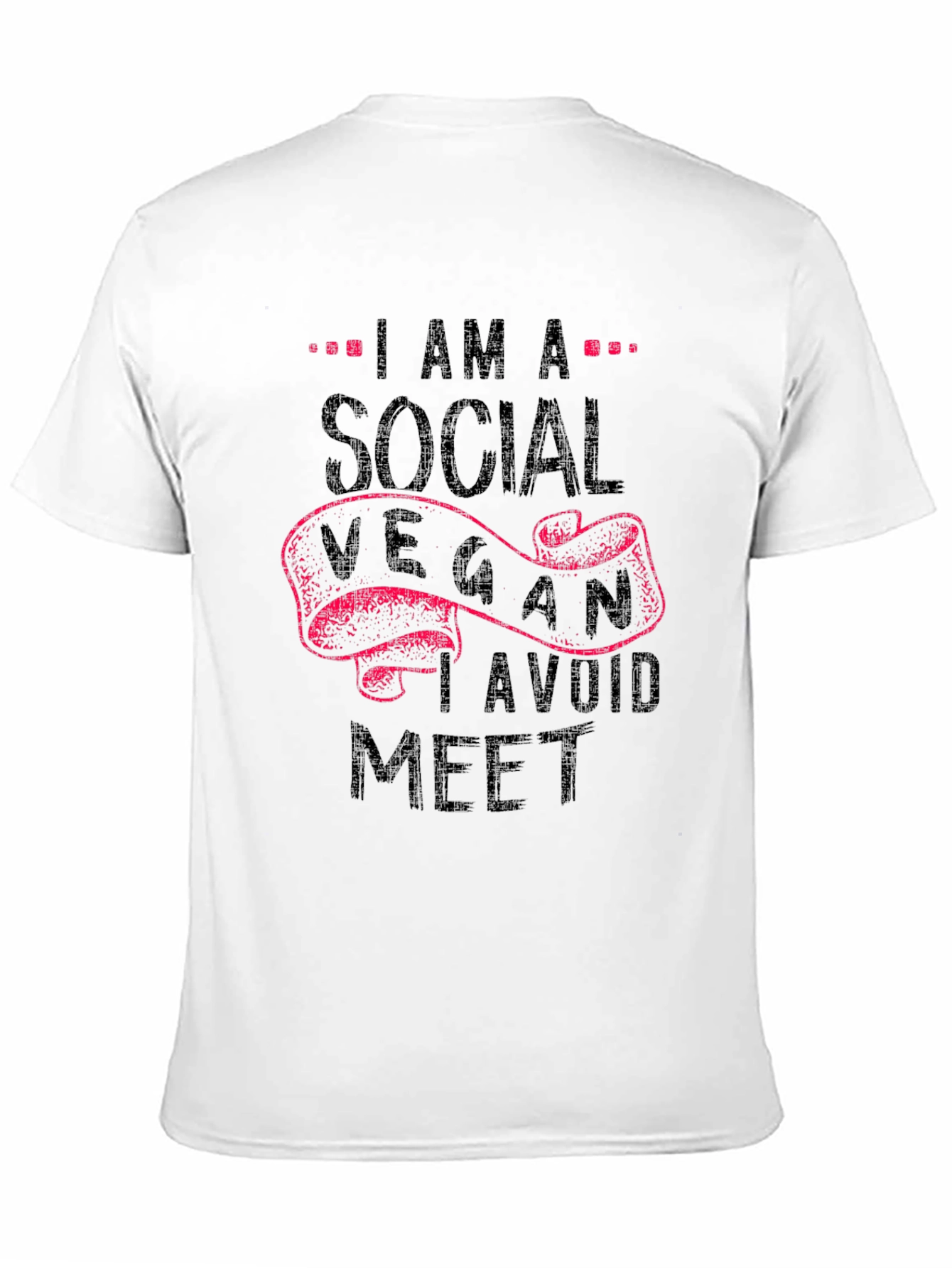 Social Vegan Slogan T-Shirt - Avoid Meet Funny Tee