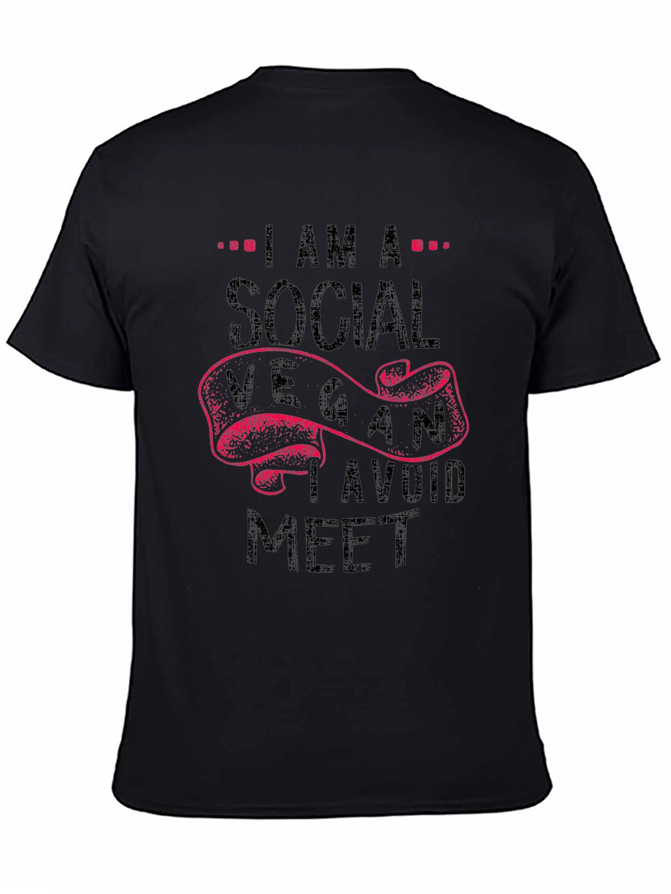 Social Vegan Slogan T-Shirt - Avoid Meet Funny Tee