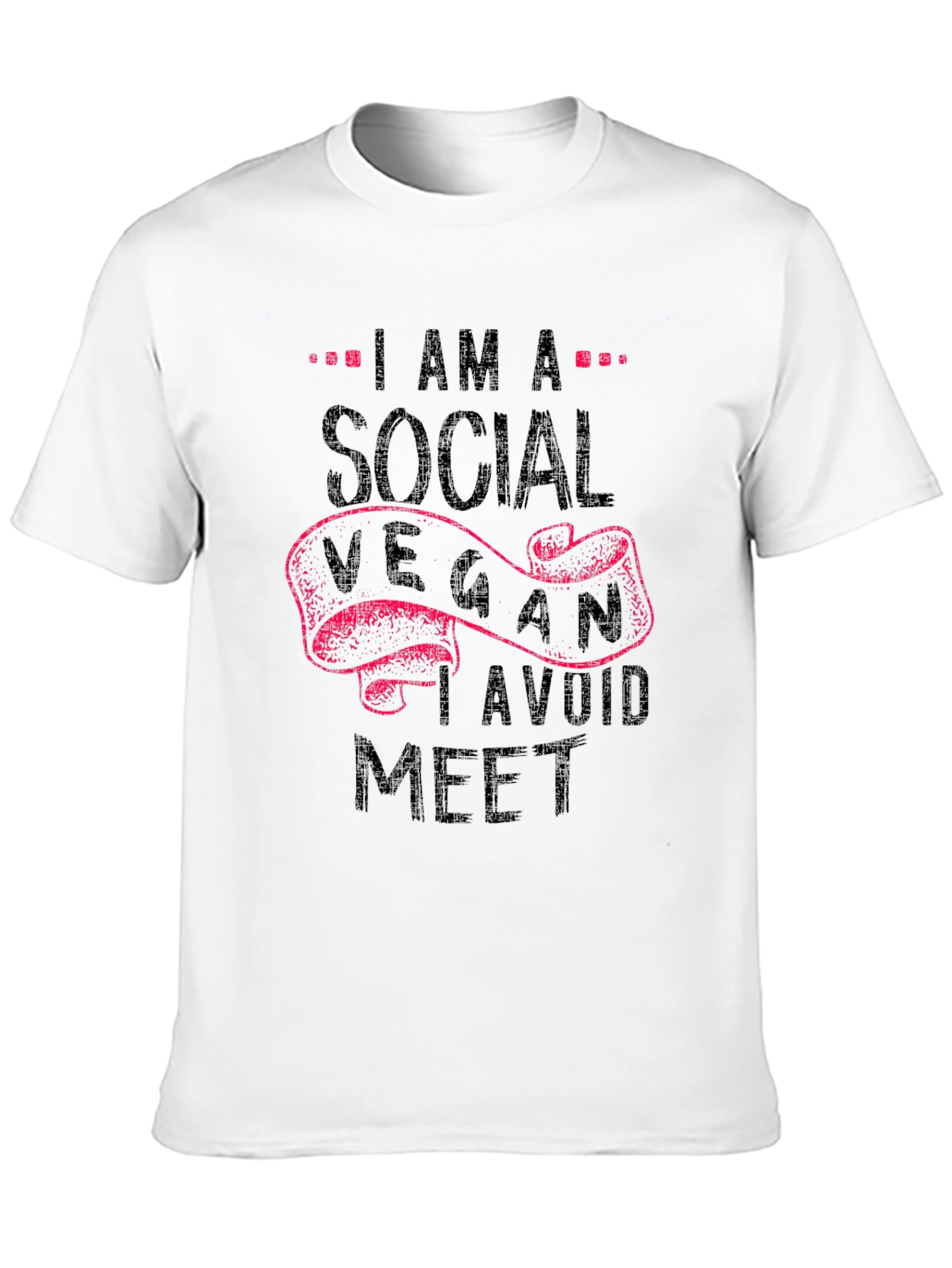 Social Vegan Slogan T-Shirt - Avoid Meet Funny Tee