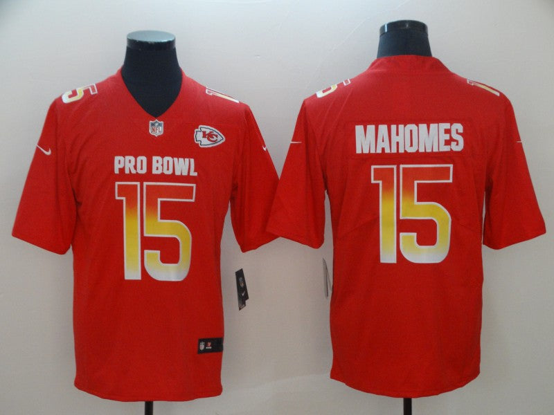 Men's Kansas City Chiefs Patrick Mahomes #15 Red All Star Game Jerseys