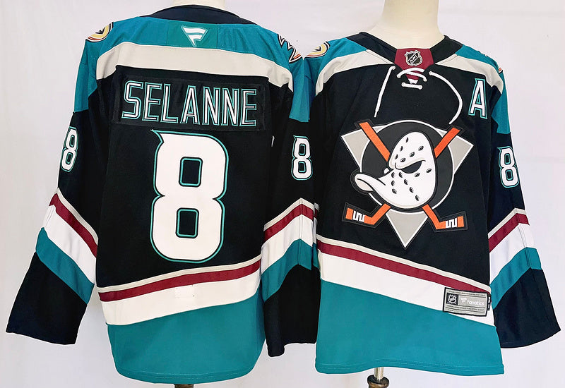 Men's Anaheim Ducks Teemu Selanne #8 Black Game Jerseys