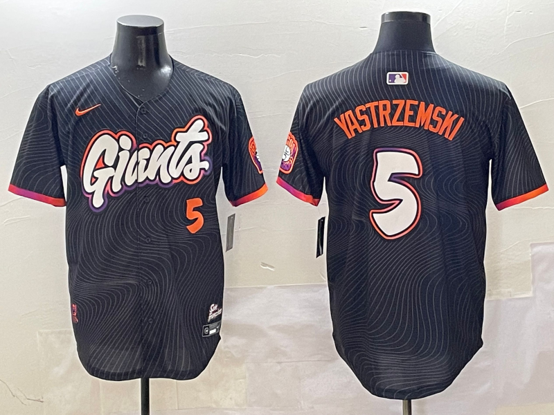 Men's San Francisco Giants Mike Yastrzemski #5 Black 2025 City Connect Limited Player Jerseys