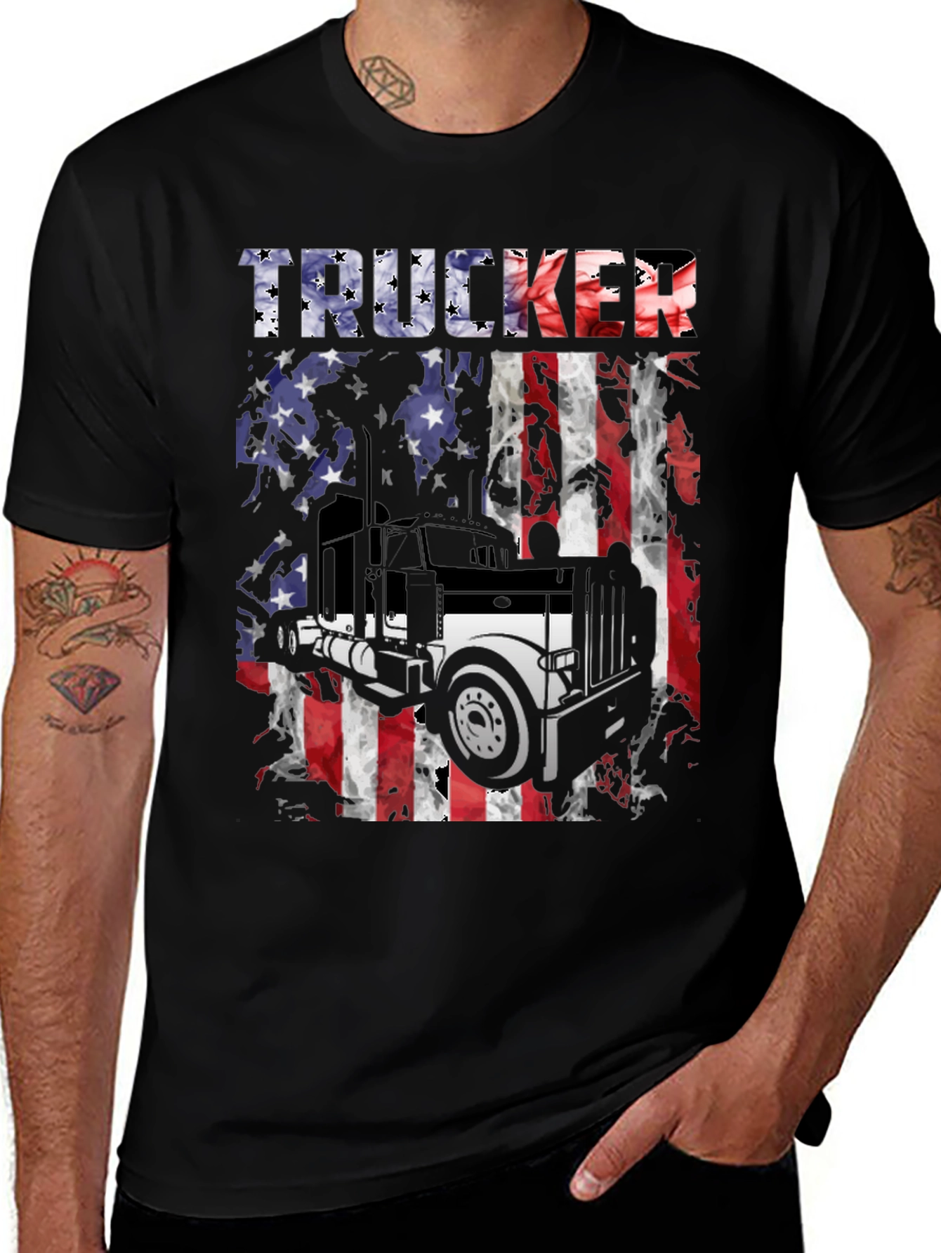 Trucker American Flag T-Shirt