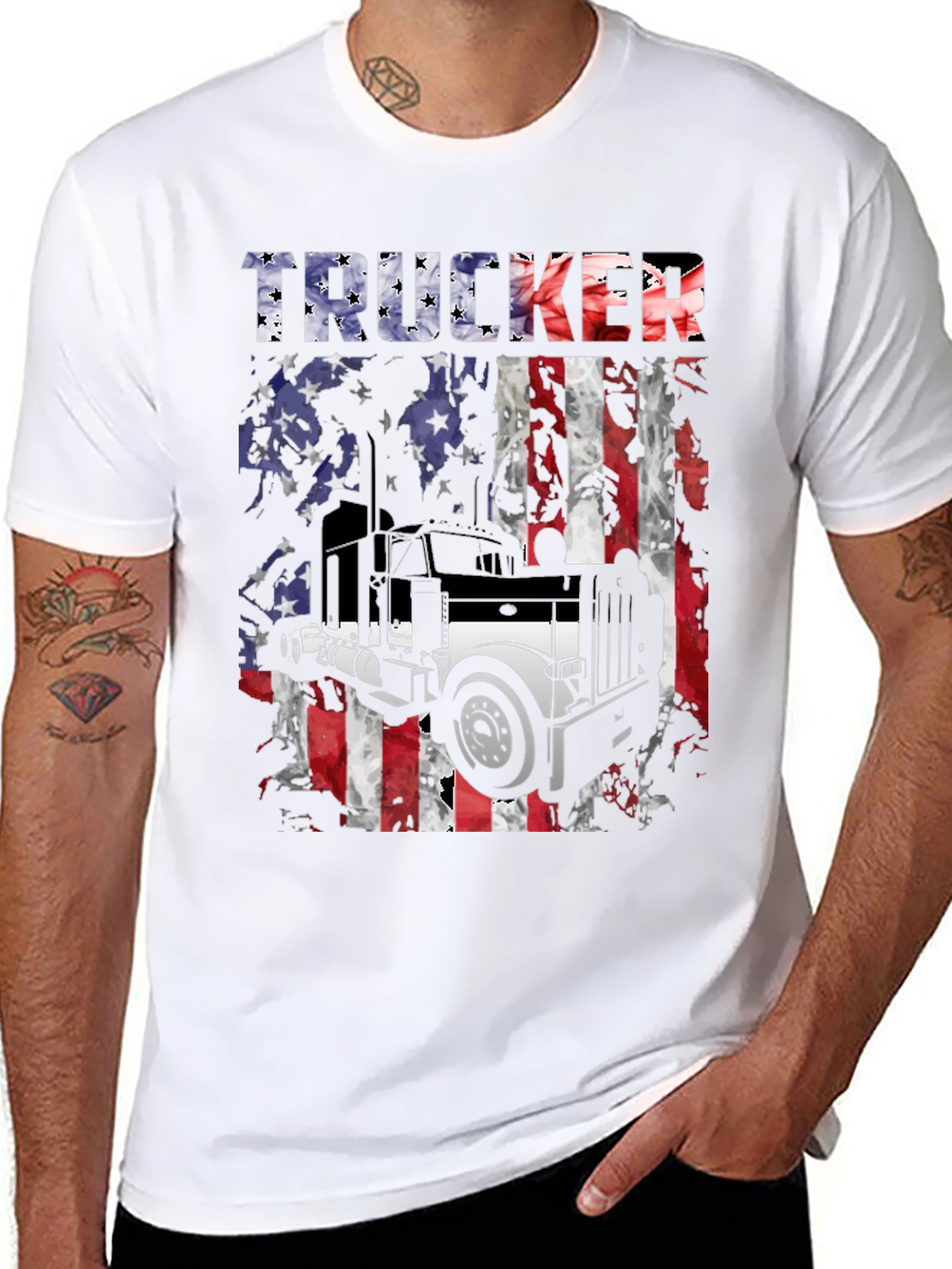 Trucker American Flag T-Shirt