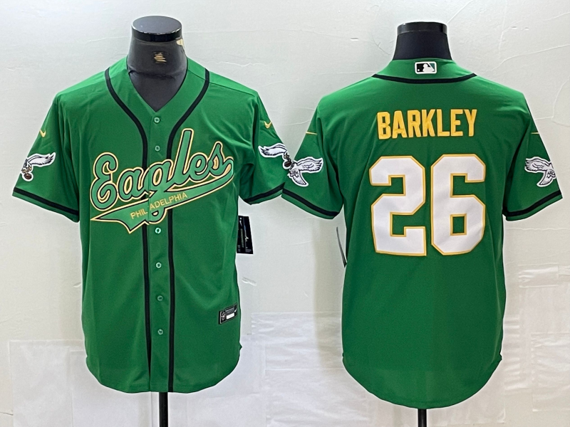 Men's Philadelphia Eagles Saquon Barkley #26 Kelly Green Player Jerseys Joint Edition