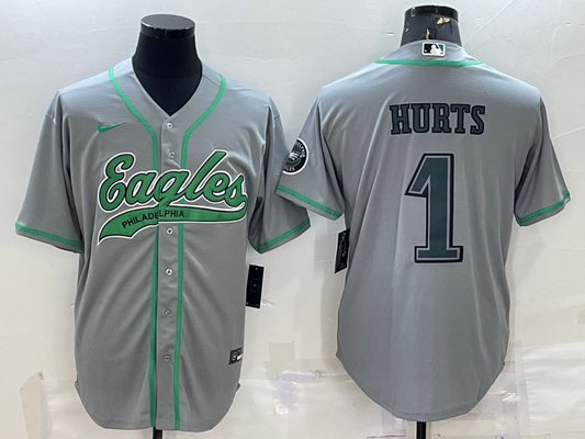 Men's Philadelphia Eagles Jalen Hurts #1 Gray Game Jerseys Joint Edition
