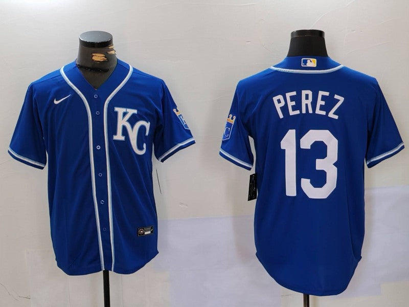 Men's Kansas City Royals Salvador Perez #13 Royal Alternate Replica Player Jerseys
