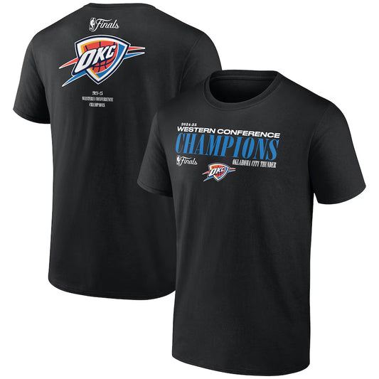 Men's Oklahoma City Thunder Fanatics Black 2025 Western Conference Champions Basketball T-Shirt
