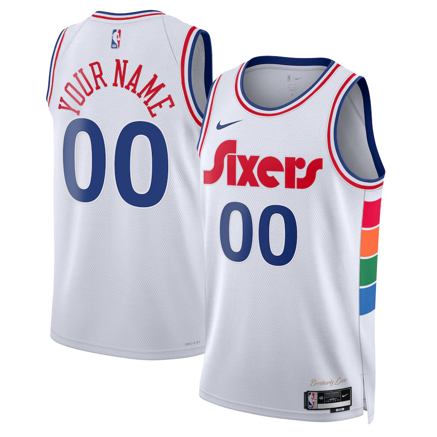 Men's Philadelphia 76ers White 2024/25 Custom Swingman Jerseys - City Edition