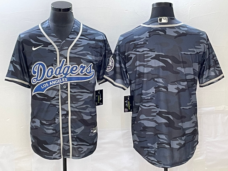 Men's Los Angeles Dodgers Grey Camouflage Blank Jerseys Joint Edition