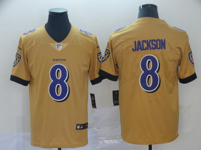 Men's Baltimore Ravens Lamar Jackson #8 Yellow Inverted Legend Jerseys