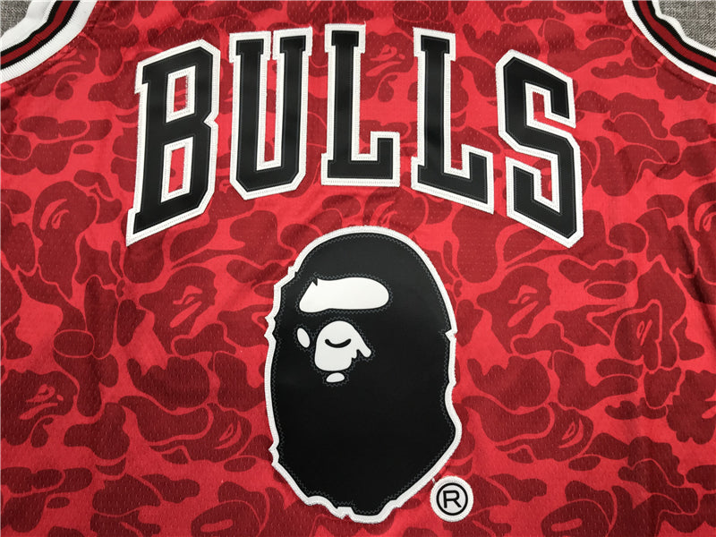Men's Chicago Bulls Bape #93 Red 1997-98 Hardwood Classics Authentic Jerseys