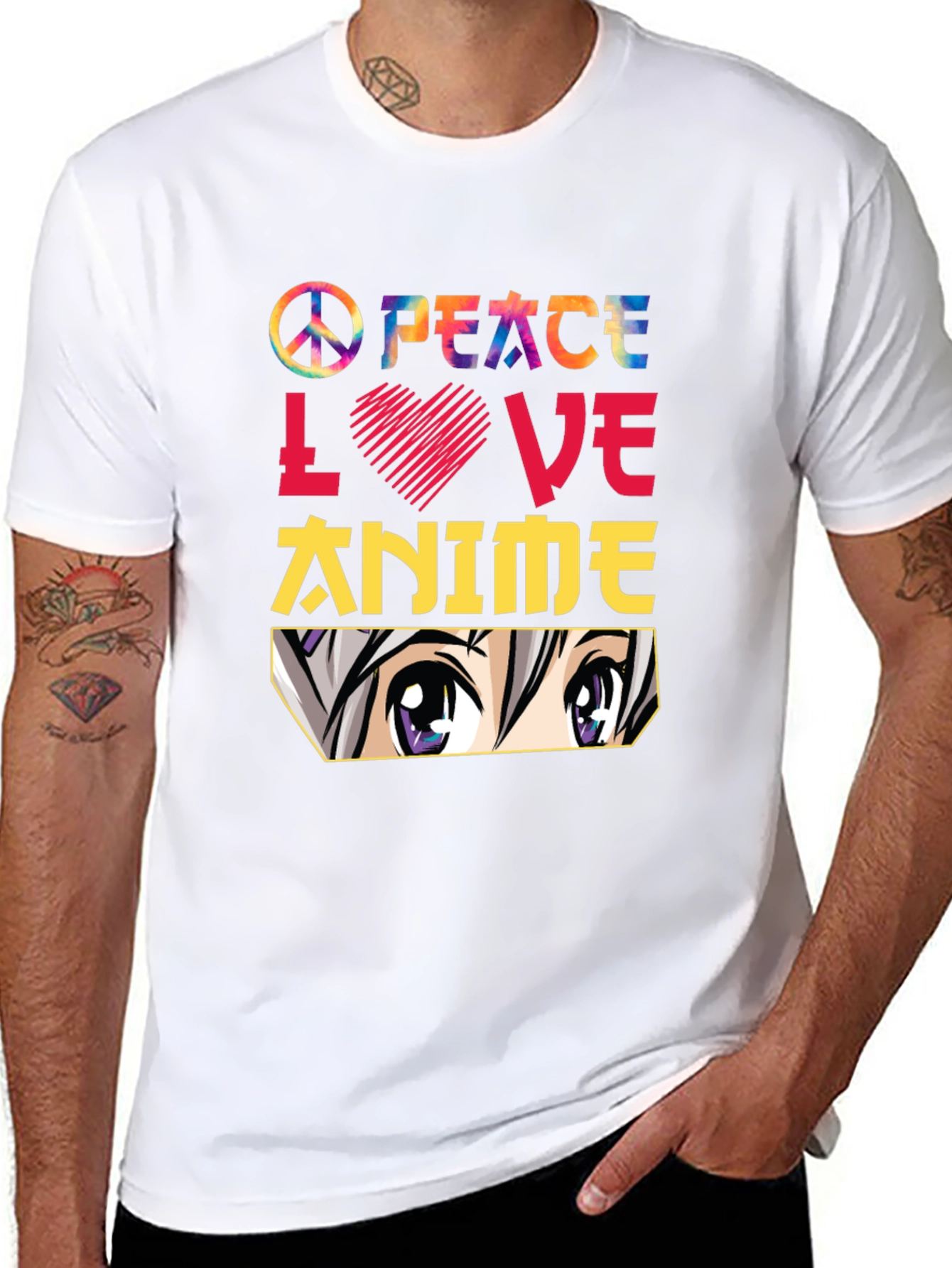 Peace Love Anime T-Shirt - Trendy Graphic Tee