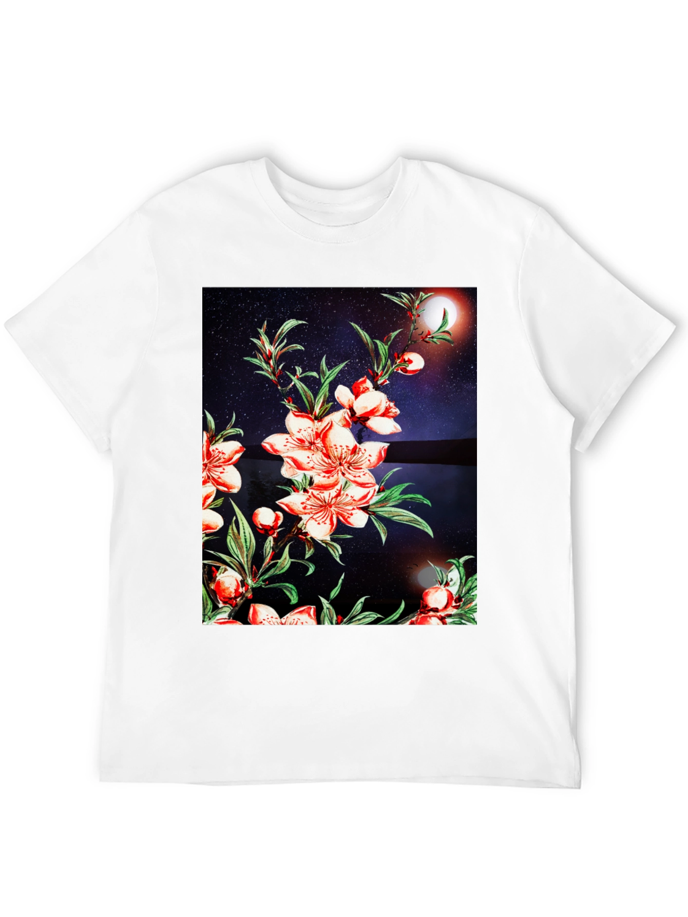 Floral Print T-Shirt - Black Casual Tee