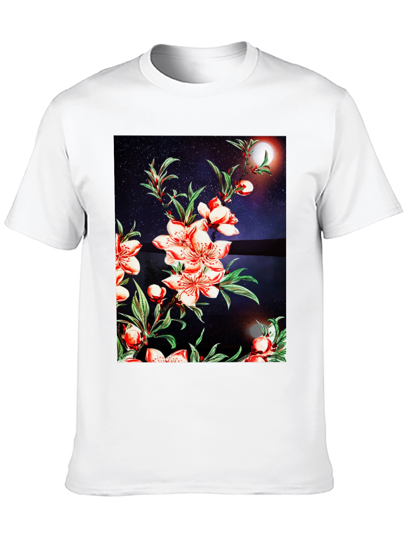 Floral Print T-Shirt - Black Casual Tee