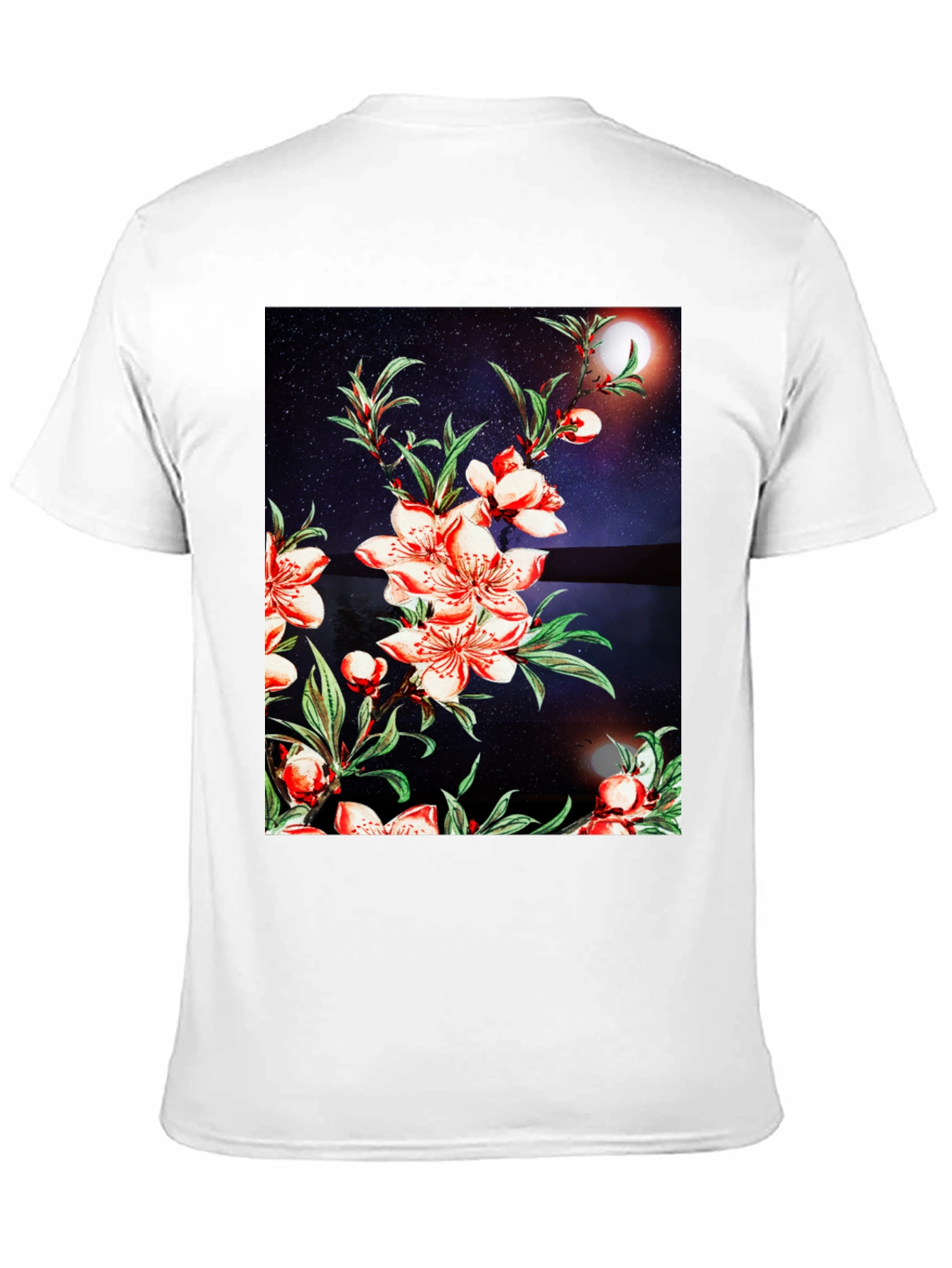 Floral Print T-Shirt - Black Casual Tee