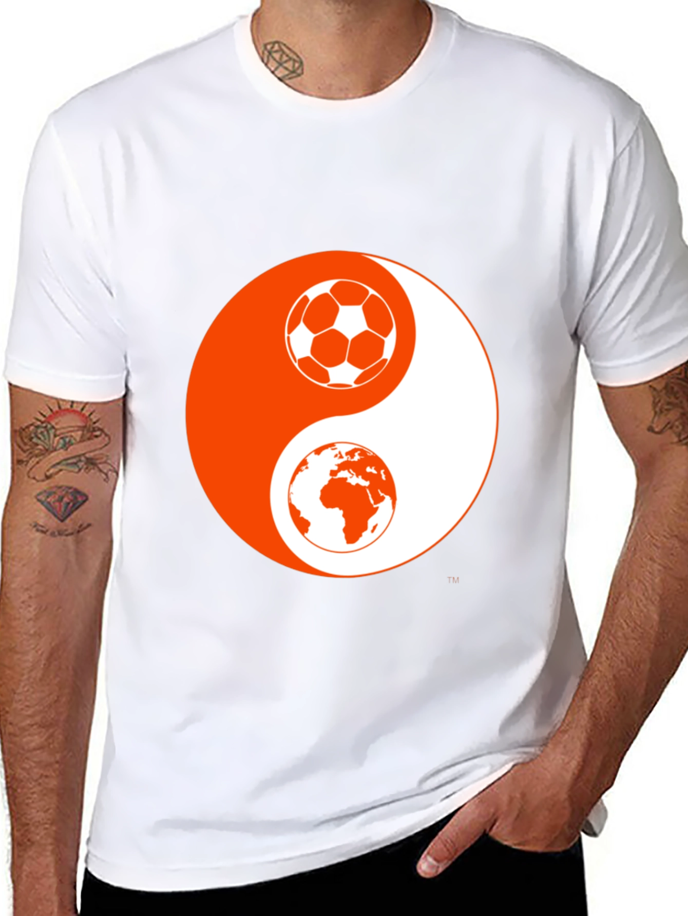 Yin Yang Soccer & Earth Black Graphic Tee
