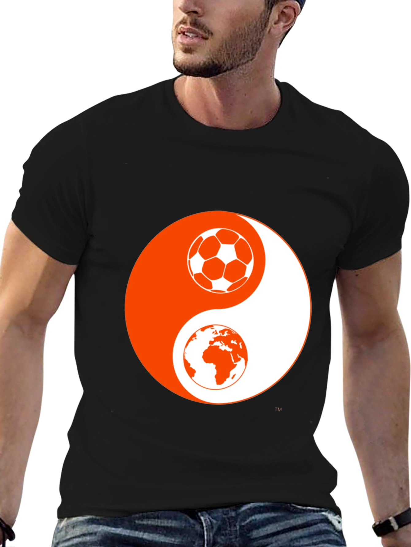 Yin Yang Soccer & Earth Black Graphic Tee