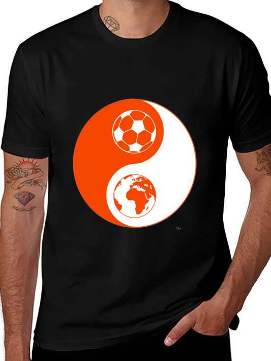 Yin Yang Soccer & Earth Black Graphic Tee