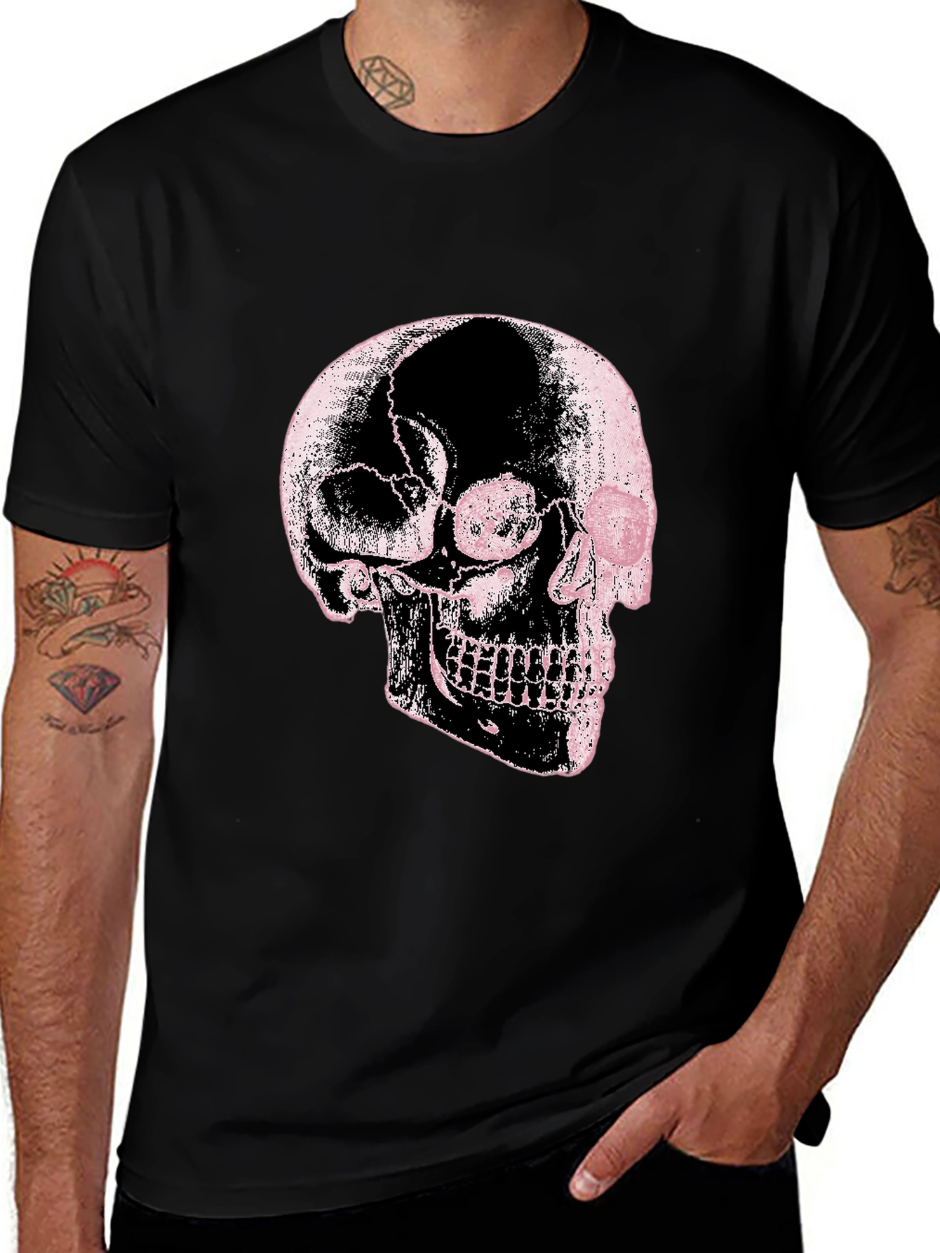 Skull Graphic Print Black Tee