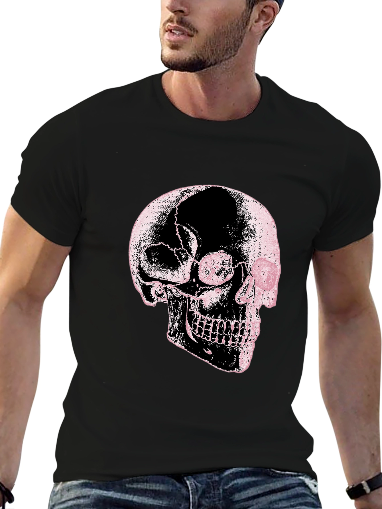 Skull Graphic Print Black Tee