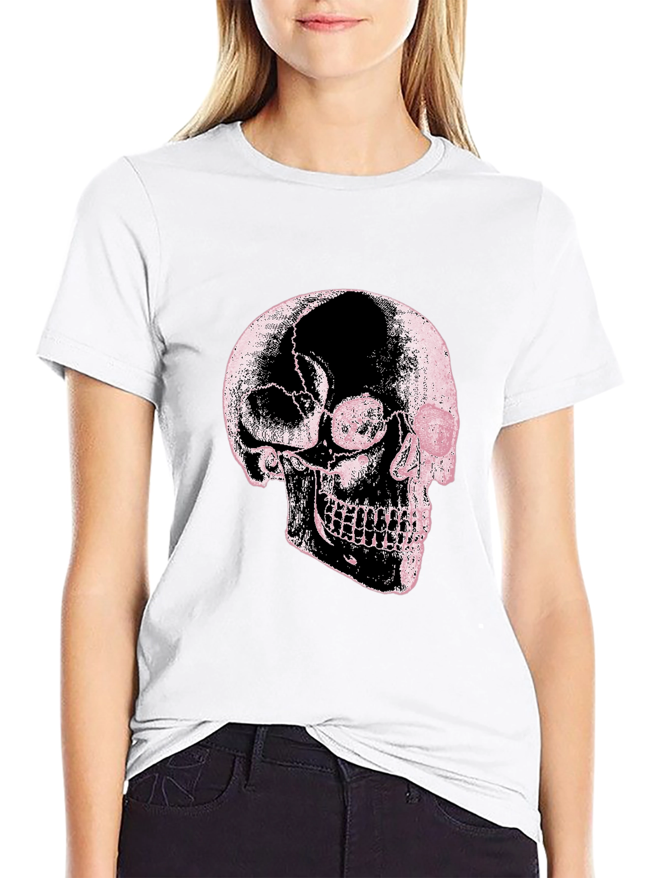 Skull Graphic Print Black Tee