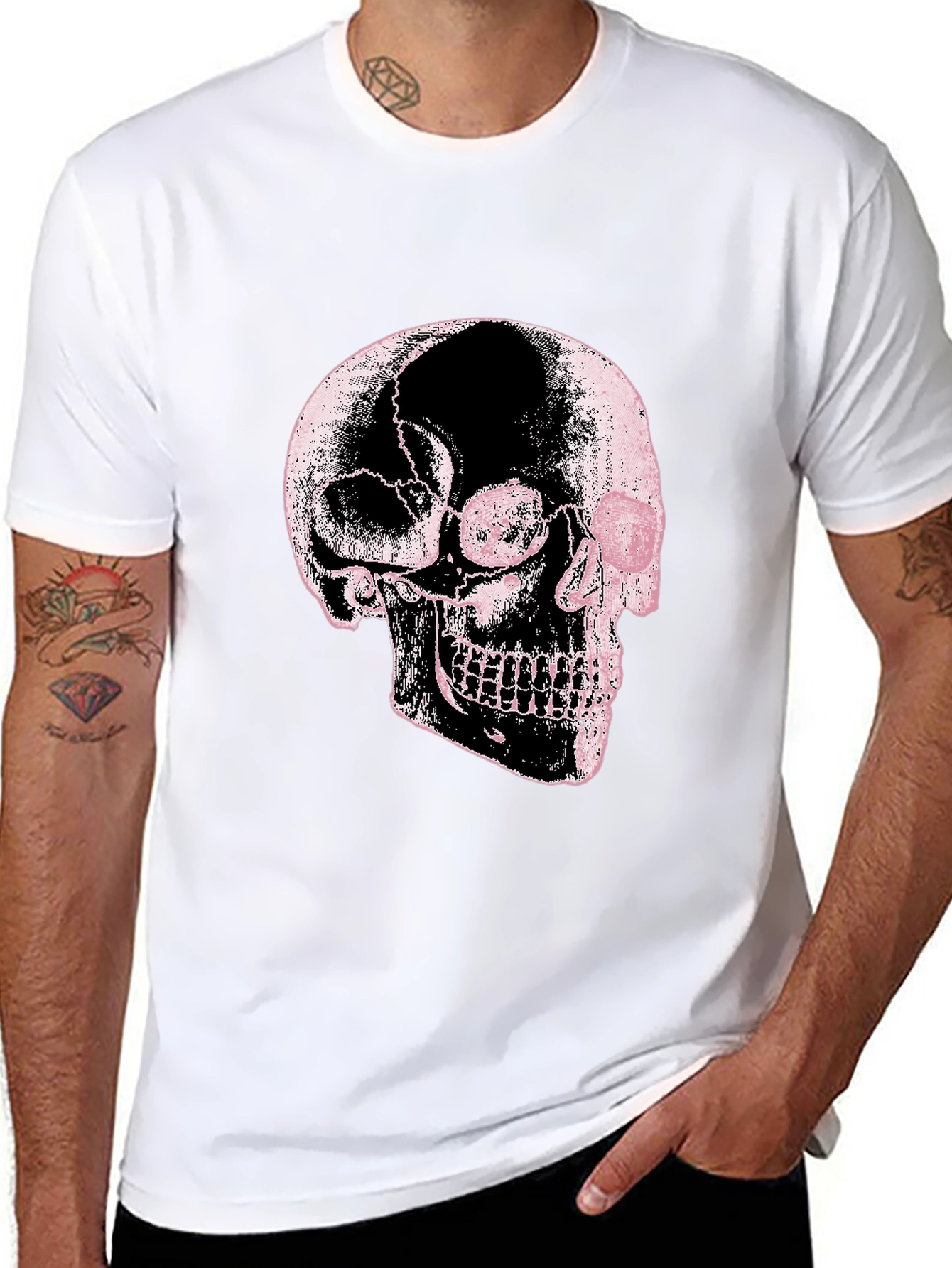 Skull Graphic Print Black Tee