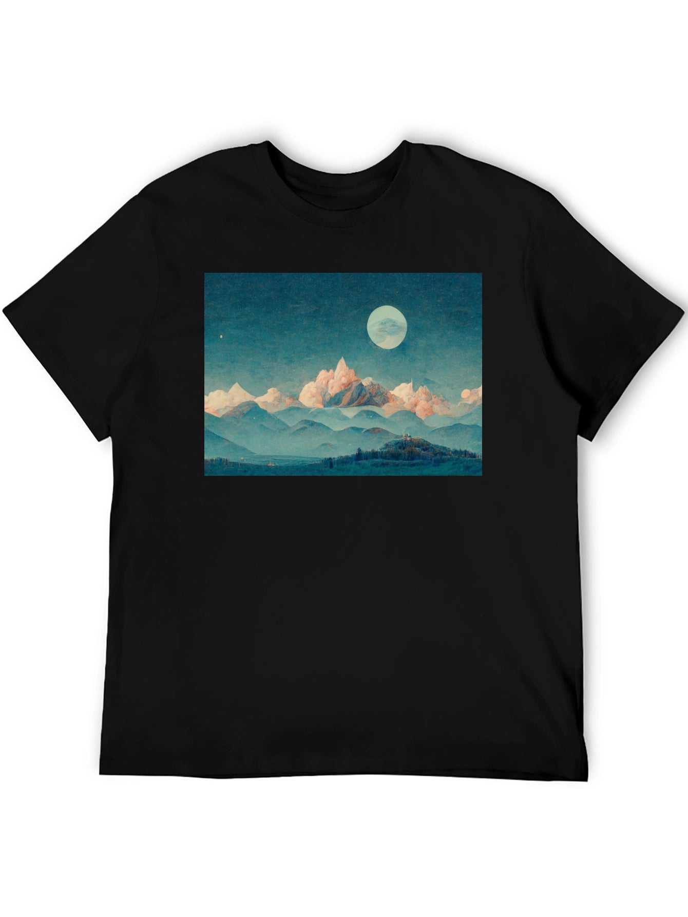 Mountain Moonscape Graphic Tee - Unisex Black T-Shirt