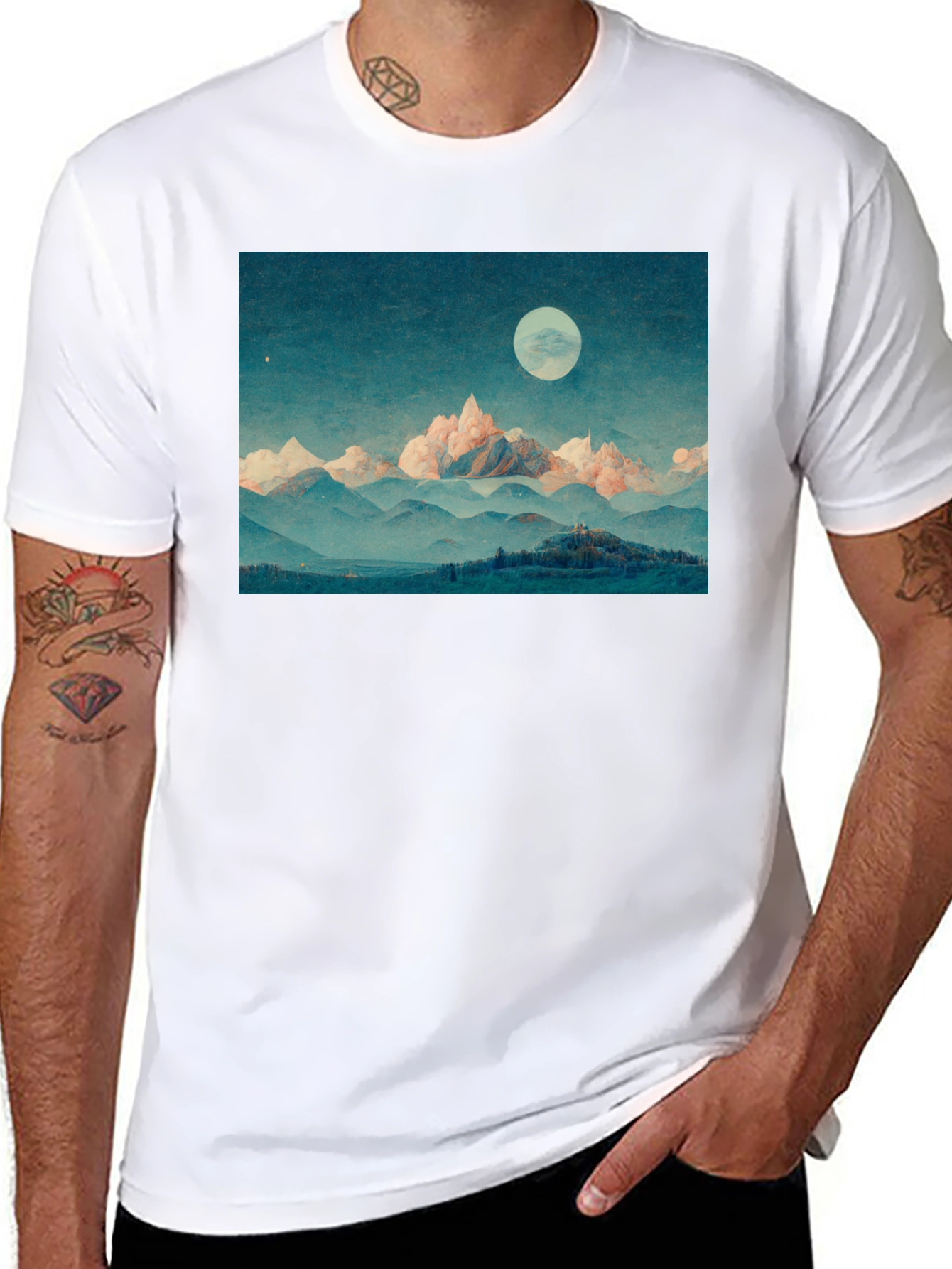 Mountain Moonscape Graphic Tee - Unisex Black T-Shirt
