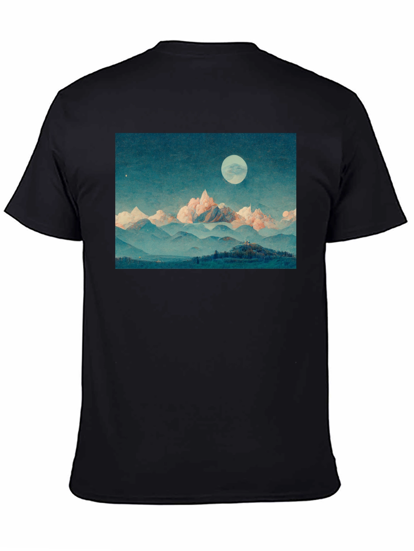 Mountain Moonscape Graphic Tee - Unisex Black T-Shirt