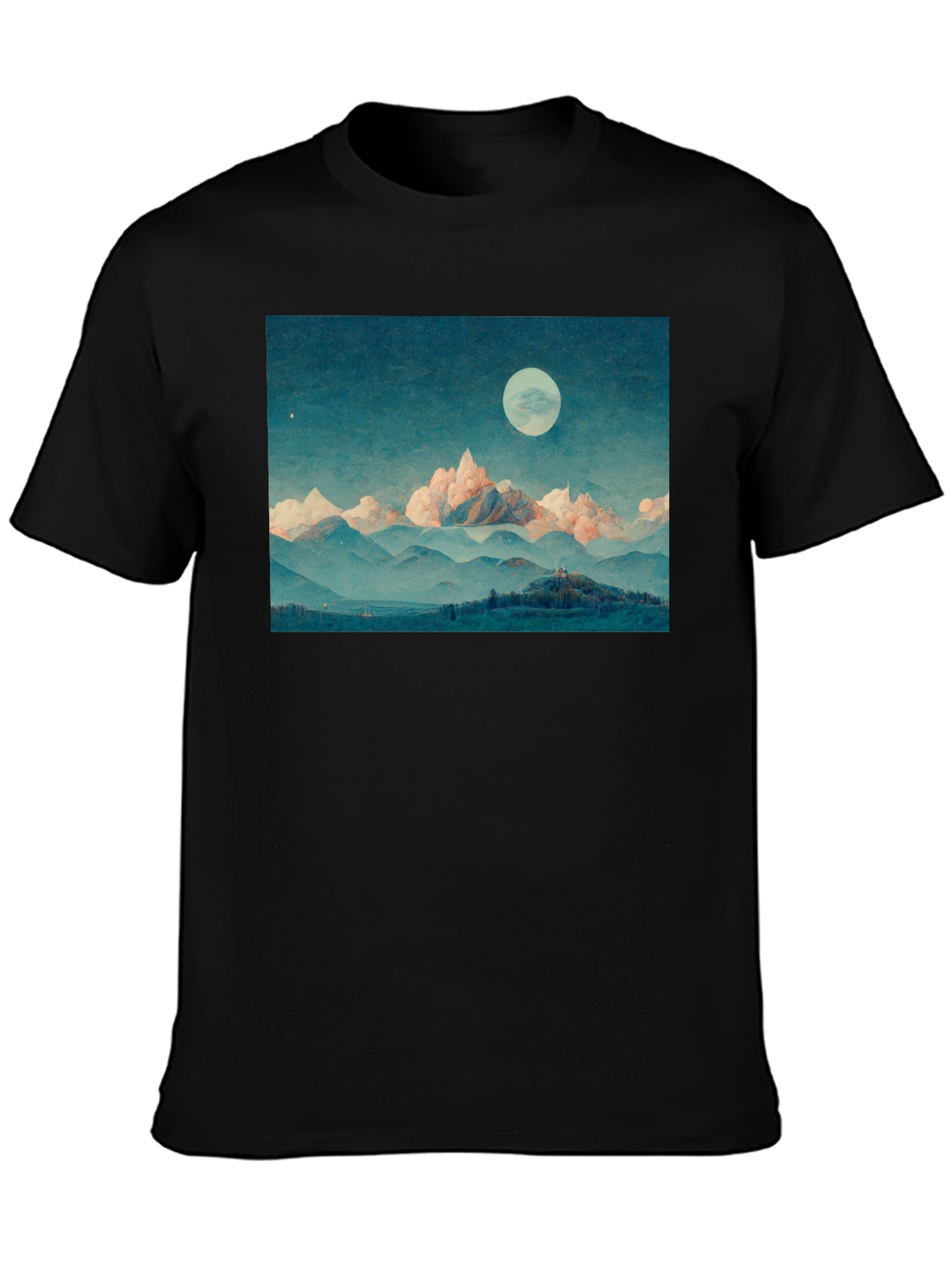 Mountain Moonscape Graphic Tee - Unisex Black T-Shirt