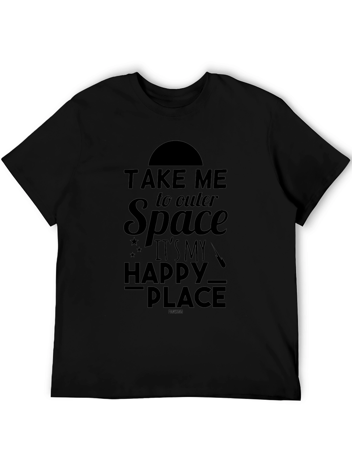 Outer Space Happy Place Black T-Shirt