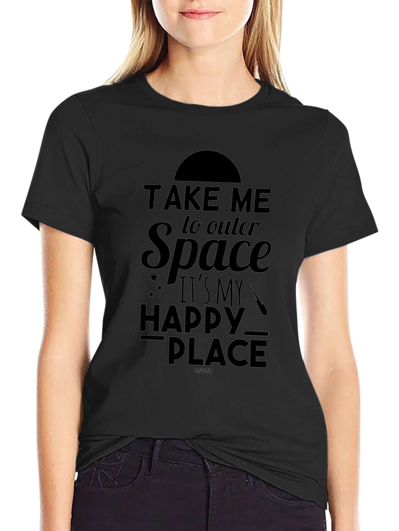Outer Space Happy Place Black T-Shirt