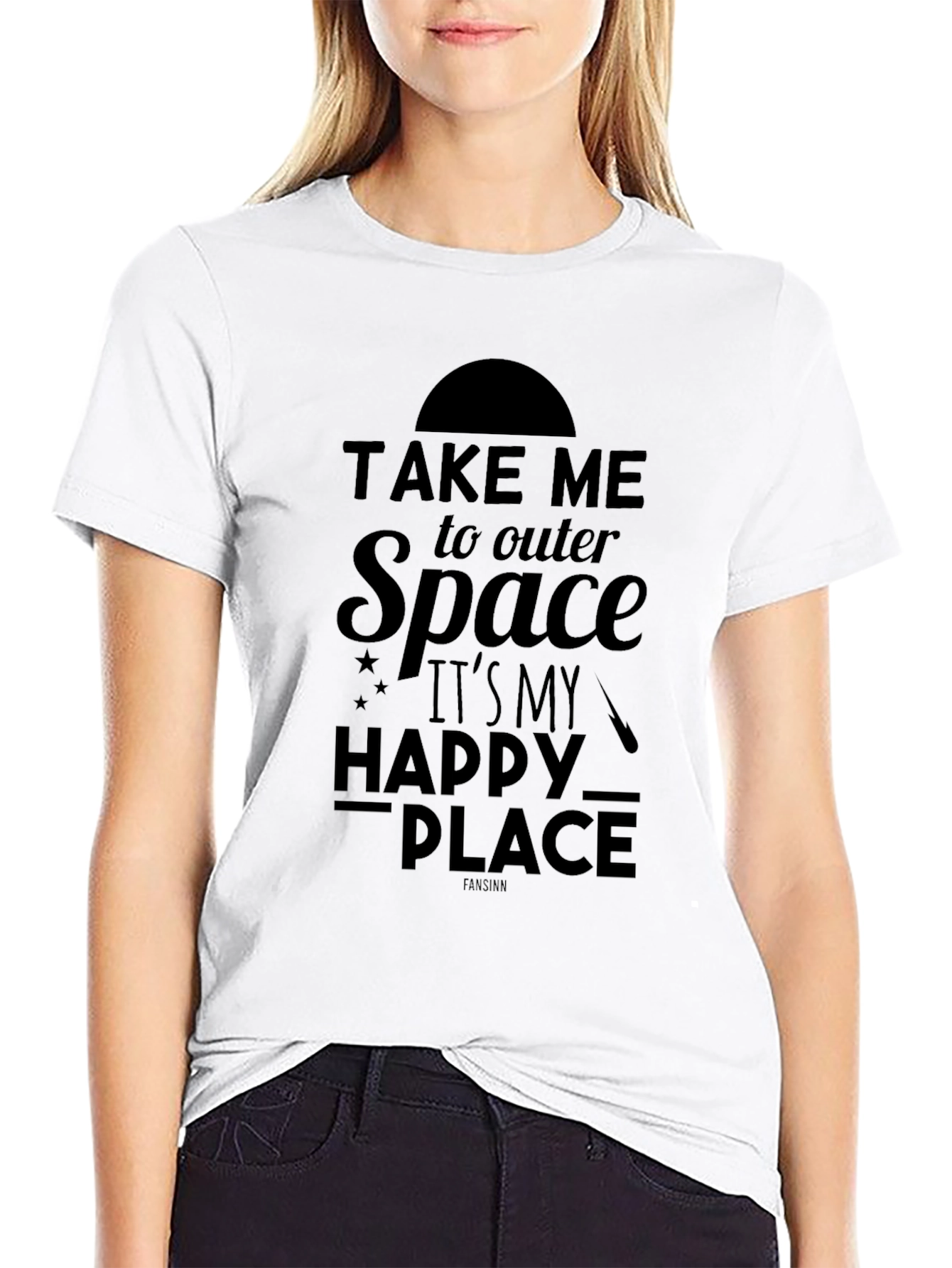 Outer Space Happy Place Black T-Shirt