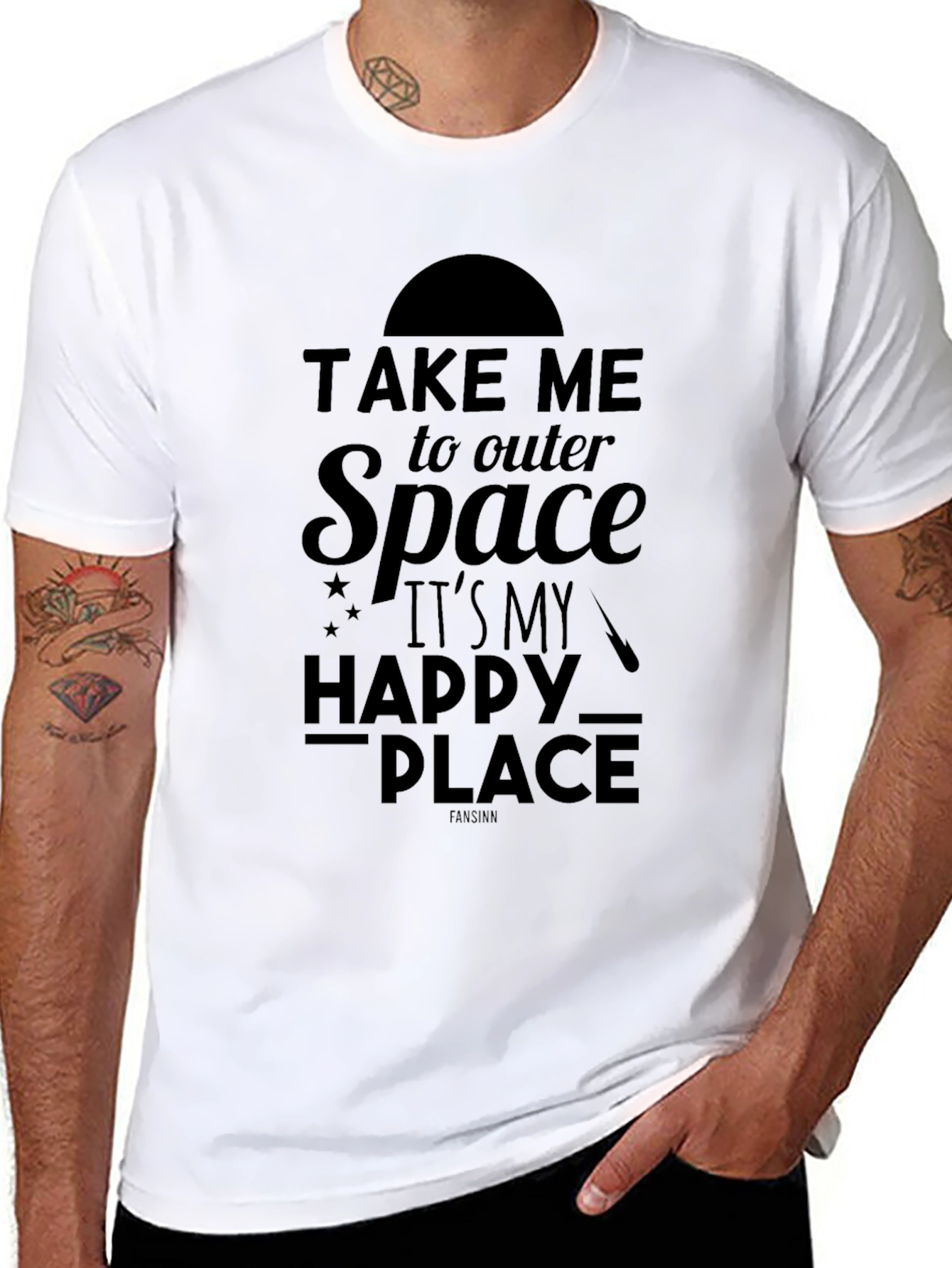 Outer Space Happy Place Black T-Shirt