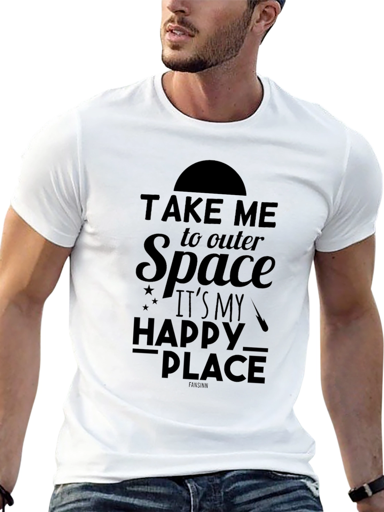 Outer Space Happy Place Black T-Shirt