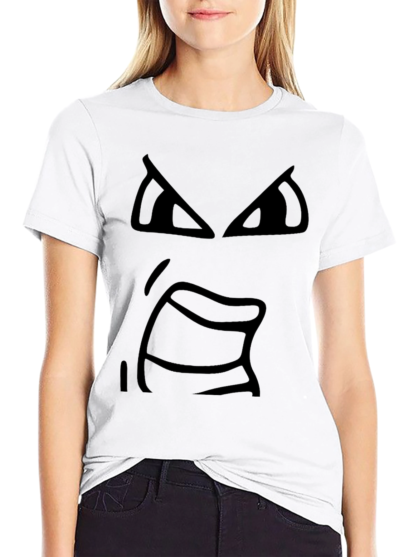 Angry Face Black T-Shirt - Express Yourself!