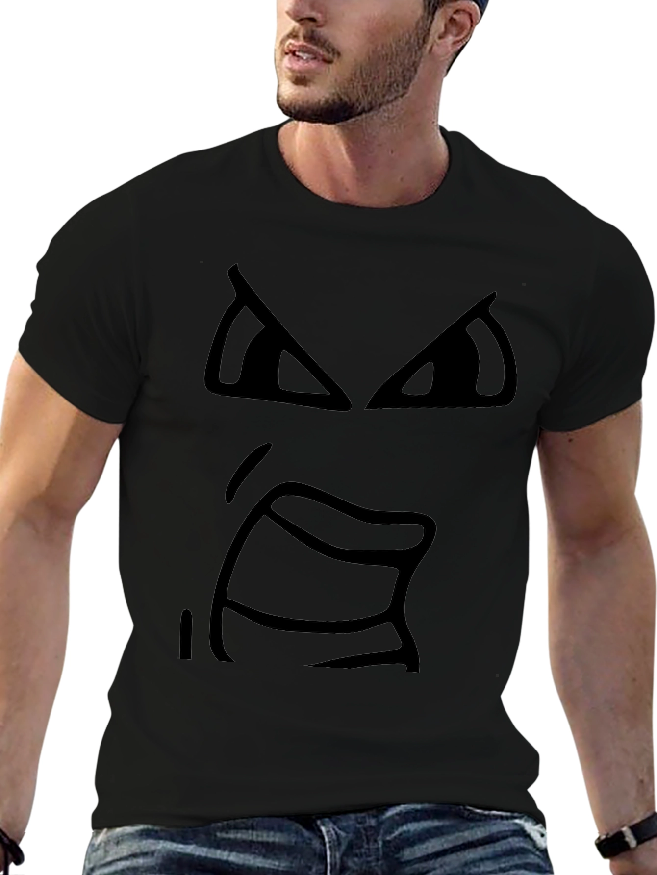 Angry Face Black T-Shirt - Express Yourself!