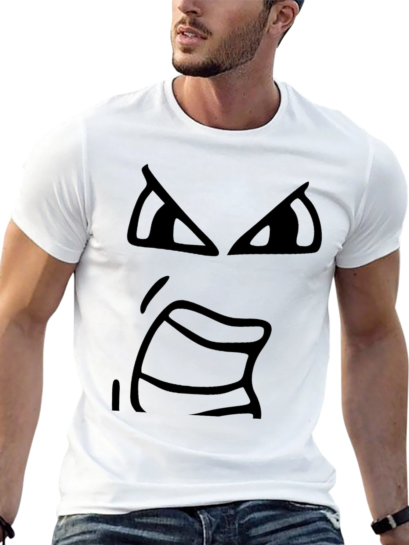 Angry Face Black T-Shirt - Express Yourself!