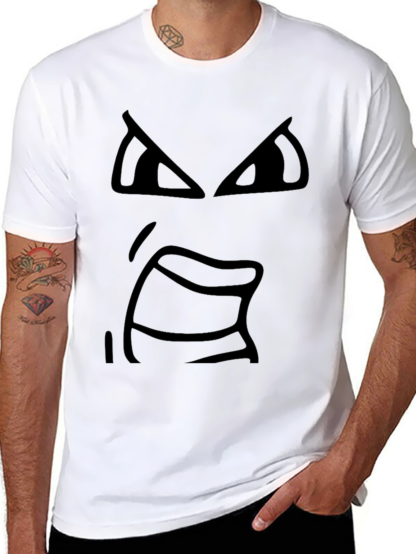 Angry Face Black T-Shirt - Express Yourself!