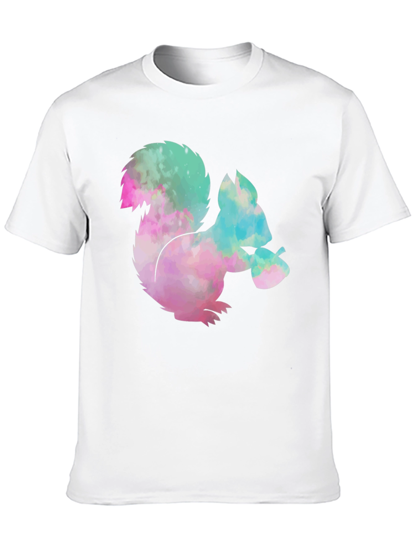 Squirrel Tie-Dye Graphic T-Shirt - Black Cotton Tee