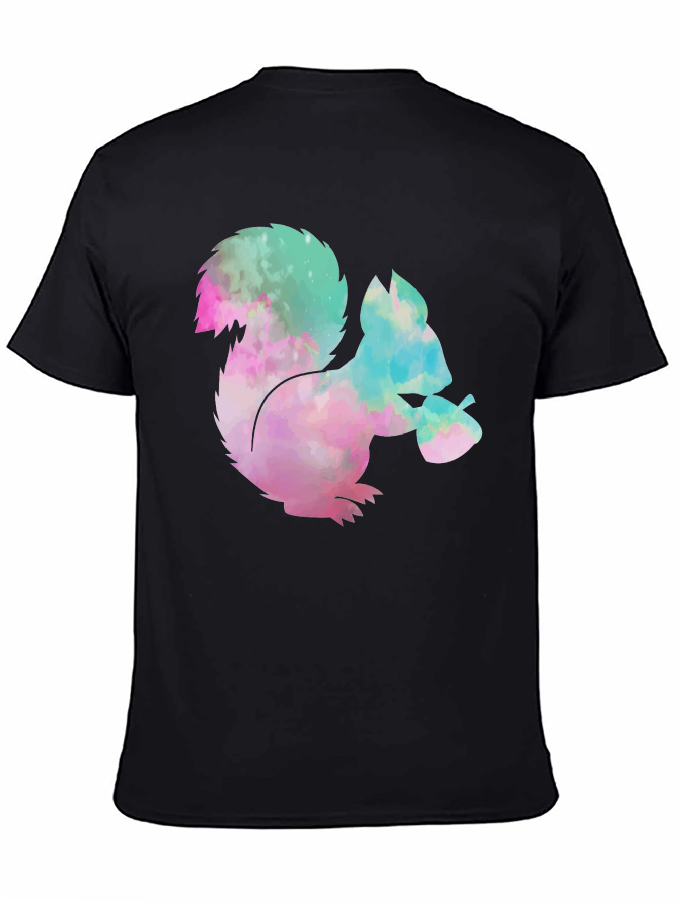 Squirrel Tie-Dye Graphic T-Shirt - Black Cotton Tee