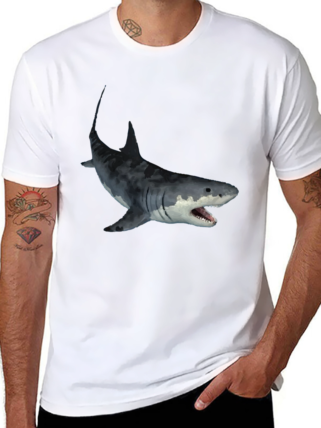 Mens Black Shark Graphic T-Shirt