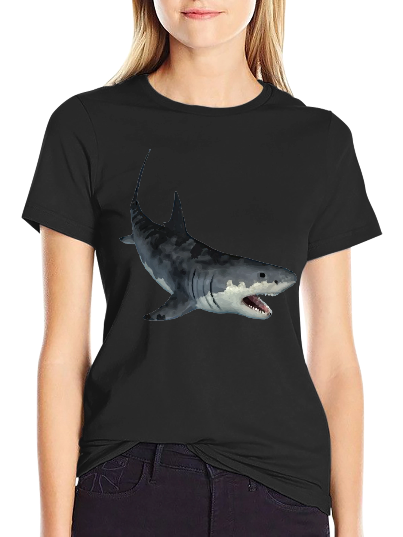 Mens Black Shark Graphic T-Shirt