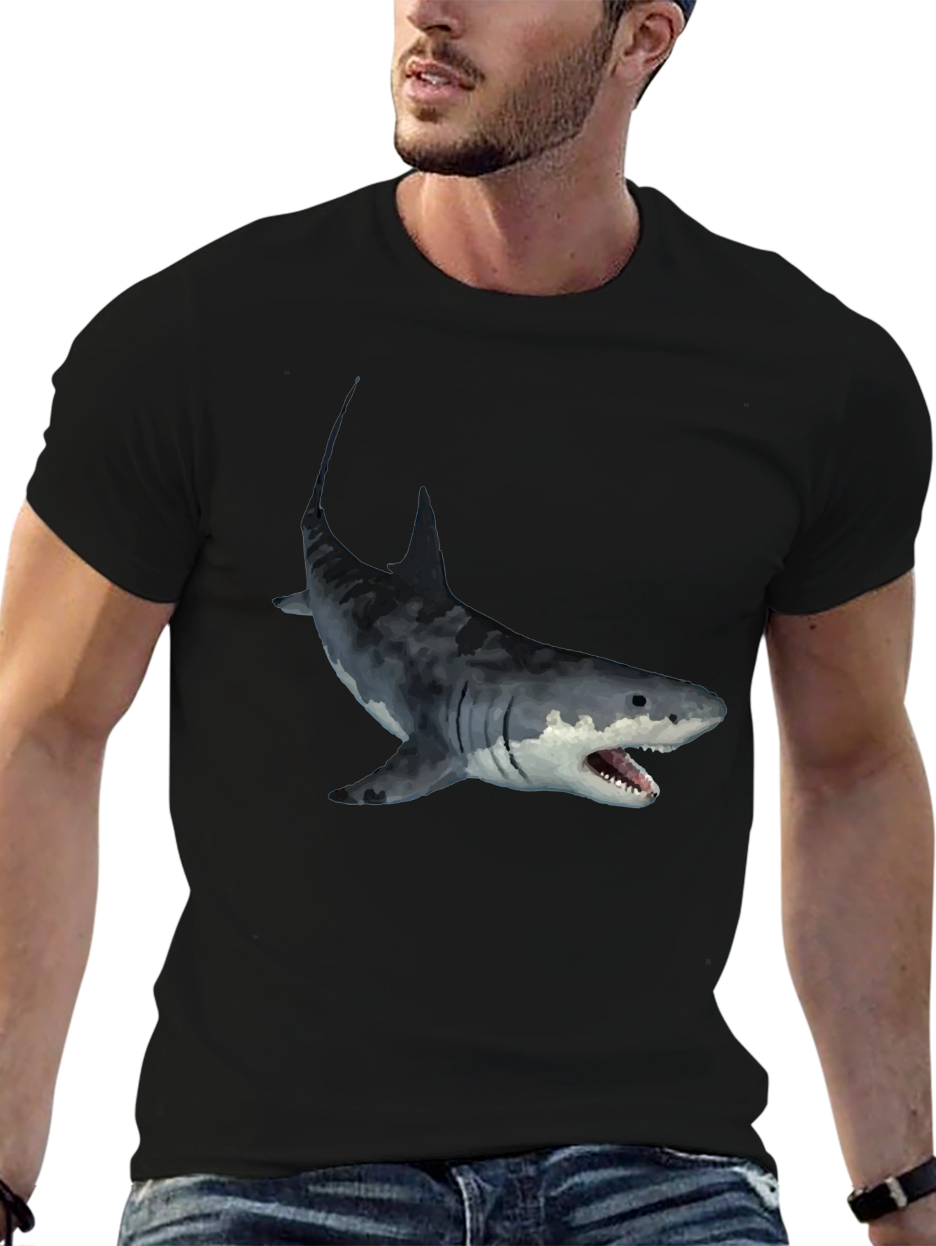 Mens Black Shark Graphic T-Shirt