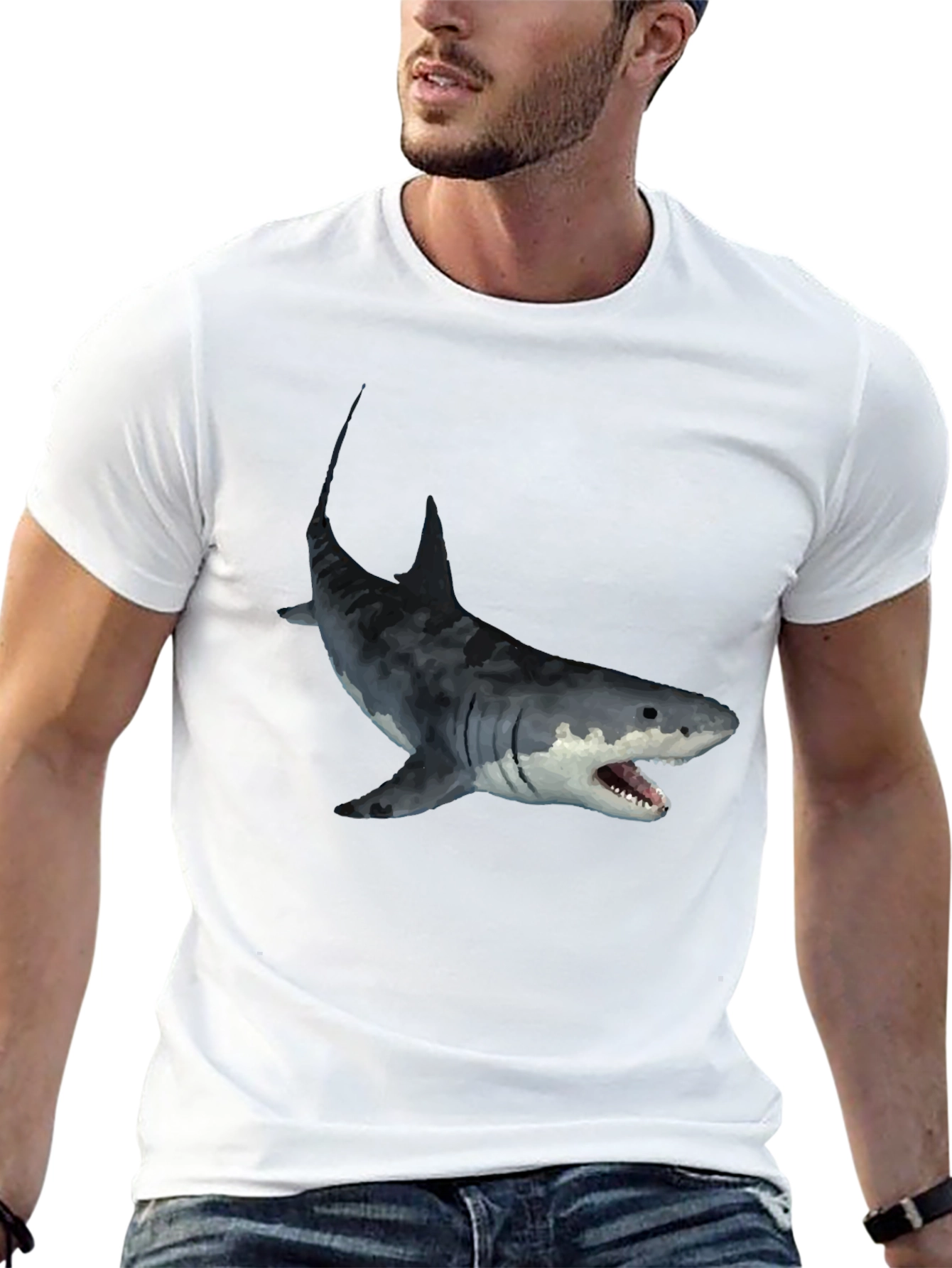 Mens Black Shark Graphic T-Shirt