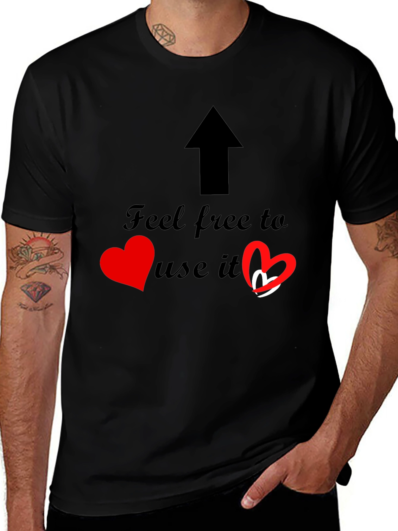 Feel Free Arrow & Hearts Graphic Tee