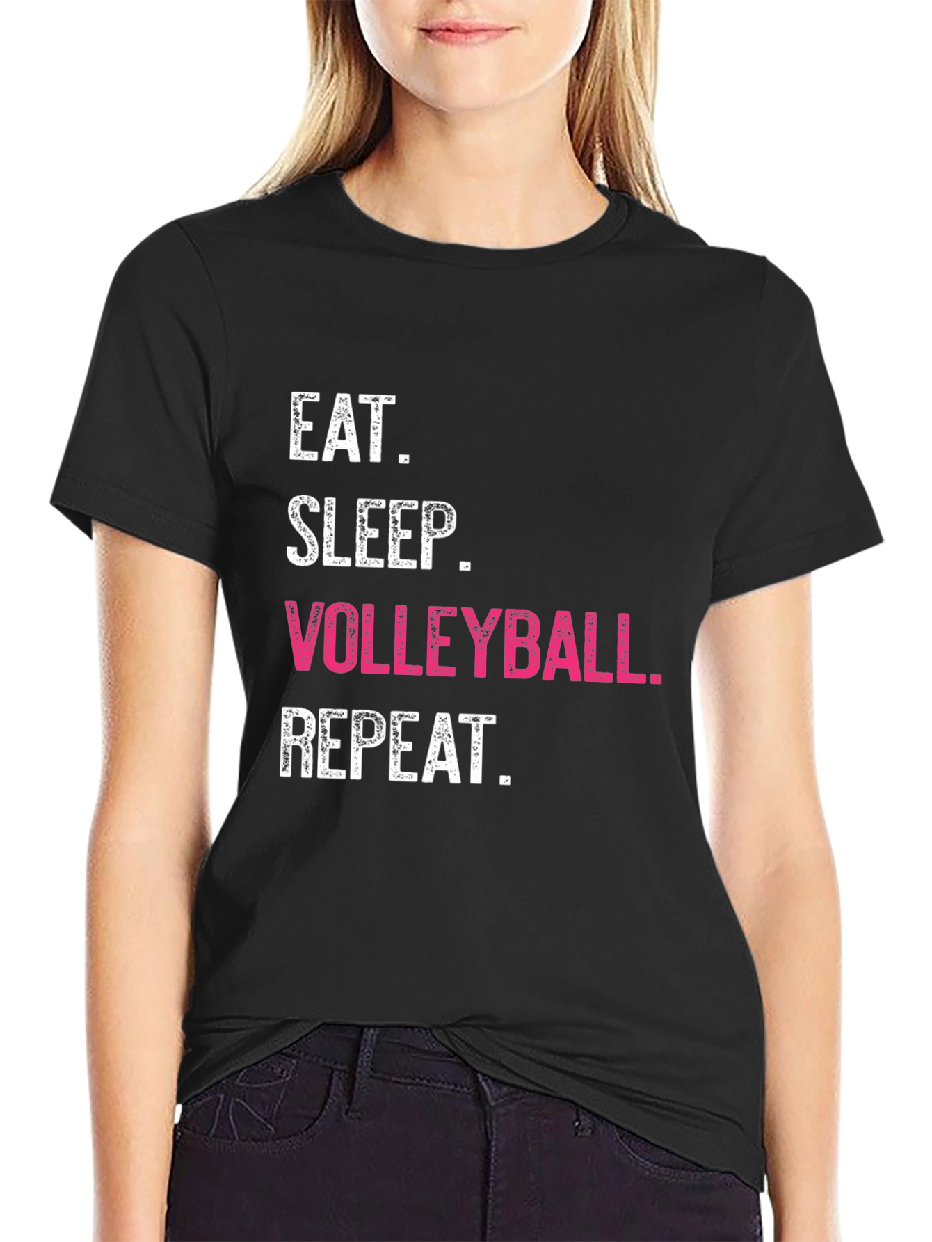 Eat Sleep Volleyball Repeat Black T-Shirt