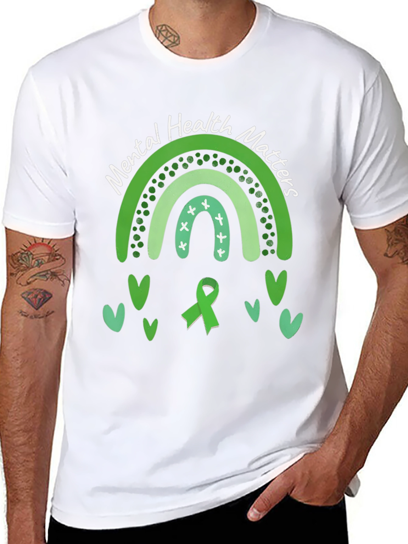 Mental Health Matters Green Rainbow T-Shirt