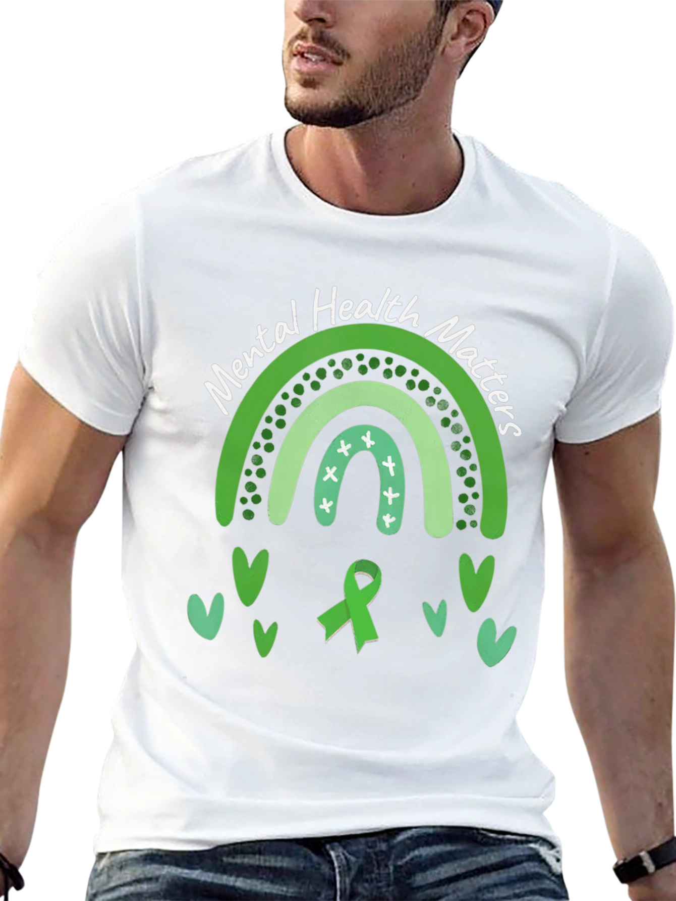 Mental Health Matters Green Rainbow T-Shirt